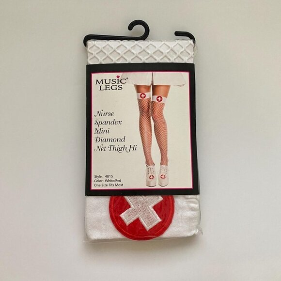 NURSE spandex mini Diamond Net thigh highs - Picture 1 of 3